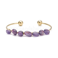 Bracciale rigido con polsino avvolgente con perline in pietra mista naturale&nbsp;BJEW-JB07263