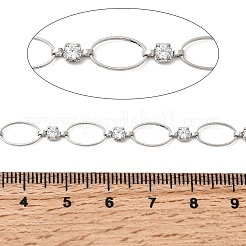 Handgefertigte ovale Gliederketten aus Messing mit klarem Zirkonia&nbsp;CHC-G027-02P