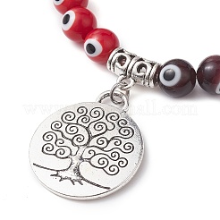 Braccialetti elasticizzati in muratura del malocchio fatti a mano in lega rotonda da 7 colore da 8 mm&nbsp;BJEW-JB10198-02