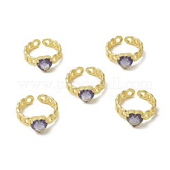 Offener Manschettenring mit Zirkonia-Herz&nbsp;RJEW-H120-10G