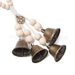Decorazioni con campanella in ferro e ciondolo in lega in stile tibetano&nbsp;HJEW-JM003371-01