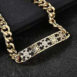Messing Micro Pave klare Zirkonia Link Armbänder&nbsp;BJEW-F498-04A-G