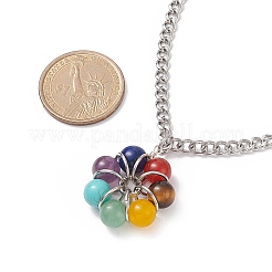 Collana con pendente a fiore con perline di pietre preziose miste naturali e sintetiche&nbsp;NJEW-TA00040