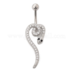 Legierung Strass Schlange gebogene Hantel Bauchnabel Ringe&nbsp;LS-AJEW-R007-03P-02