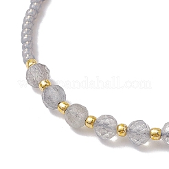 Braccialetti regolabili con labradorite naturale e perline intrecciate con semi&nbsp;BJEW-JB10181-04