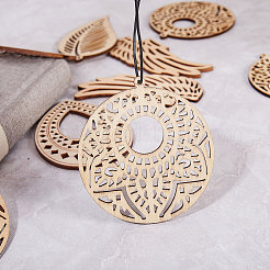 Gros pendentifs en bois non teint&nbsp;WOOD-SC0001-06