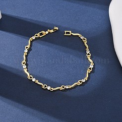 Messing-Gliederkettenarmbänder mit Mikropflaster und klarem Zirkonia für Damen&nbsp;BJEW-D387-02G