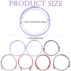 14 ensemble de bracelets en cordon de coton 7 couleurs pour hommes et femmes&nbsp;BJEW-FS00025-05