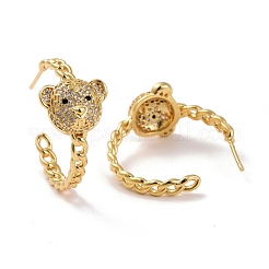 Aretes de latón con micro pavé de circonitas cúbicas transparentes para ella&nbsp;KK-K258-28G-RS