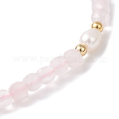 Stretch-Armbänder aus natürlichem Rosenquarz und Süßwasser-Zuchtperlen für Damen&nbsp;BJEW-JB12734-01