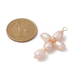 Pendenti avvolti in filo di rame con perle d'acqua dolce naturali&nbsp;PALLOY-JF02154-01