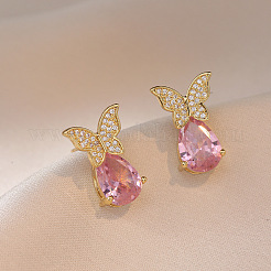 Schmetterling & Tropfen 304 Edelstahl Strass Ohrstecker & Anhänger Halsketten Sets für Damen&nbsp;FS-WG8B01A-03