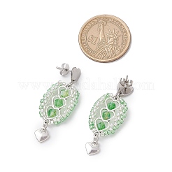 Boucles d'oreilles pendantes en acier inoxydable 304 avec perles de verre bicônes à facettes&nbsp;EJEW-WZ00437-01