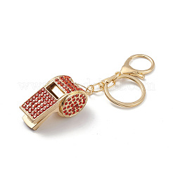 Porte-clés pendentif sifflet strass en alliage de zinc brillant&nbsp;KEYC-O014-01G-02