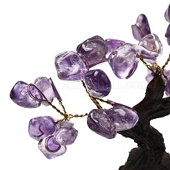 Sculpture d'arbre en copeaux d'améthyste naturelle&nbsp;DJEW-K026-01A