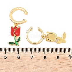 Valentinstag-Ohrringe aus Messing mit klaren Zirkonia&nbsp;EJEW-Z164-09G-01