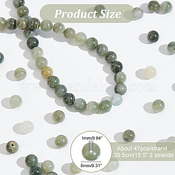 2 filo di perle di quarzo rutilato verde naturale&nbsp;G-NB0004-84