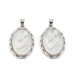 Pendentifs de sirène sculptés en coquillage blanc naturel&nbsp;KK-S506-03A-P