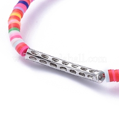 Bracciali elasticizzati fatti a mano in perle di argilla polimerica&nbsp;BJEW-JB05096