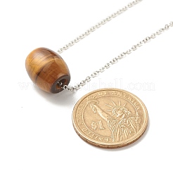 Collana con ciondolo a barilotto in pietra preziosa naturale con catene in acciaio inossidabile 304 per donna&nbsp;NJEW-JN03852-03