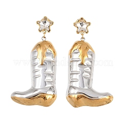 Orecchini pendenti in acciaio inossidabile 304 con stivale da cowboy bicolore&nbsp;STAS-H249-21GP