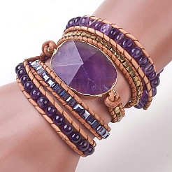 5-loops braccialetti dell'involucro cavo di pelle&nbsp;BJEW-I276-02