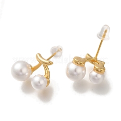 Ohrstecker aus Messing mit Kunstperlen für Damen&nbsp;EJEW-B107-05G