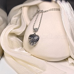 Vintage-Halsketten mit Kugelkette und geschnitztem Herzanhänger aus Kunststoff für Damen&nbsp;JL7014