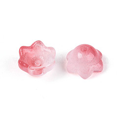 Capuchons de perles de verre transparents bicolores peints à la bombe&nbsp;A-GLAA-Q089-002B-006
