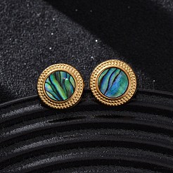 Ohrstecker aus natürlicher Paua-Muschel aus 304 Edelstahl&nbsp;EJEW-Z103-04G-01