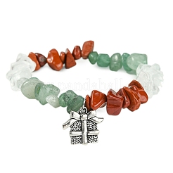 Natürliches Stretch-Armband mit Perlen aus rotem Jaspis&nbsp;BJEW-JB09499