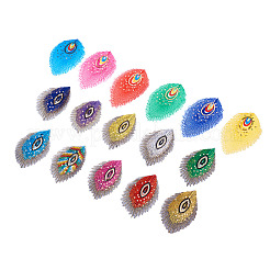 32 Stück 16 Stil Pfauenfedern Polyester Sticktuch selbstklebende Patches&nbsp;DIY-PJ0001-26