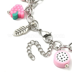 Thème de fruits en argile polymère et bracelet à breloques en alliage&nbsp;BJEW-TA00379