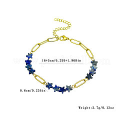 Armbänder aus natürlichen Sodalith-Sternperlen mit Ketten aus 304er Edelstahl mit Büroklammern&nbsp;WGC91F5-02