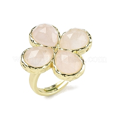 Anelli regolabili in quarzo rosa naturale sfaccettato per le donne&nbsp;RJEW-A092-01G-15