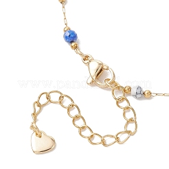 Bracciali con perline di pietre miste fatte a mano e catene a maglie rotonde in acciaio inossidabile 316&nbsp;BJEW-JB13340