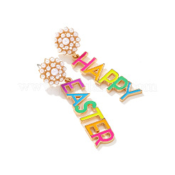 Ohrstecker mit dem Schriftzug „Frohe Ostern“ aus Zinklegierung und Emaille&nbsp;FS-WGD7265-01