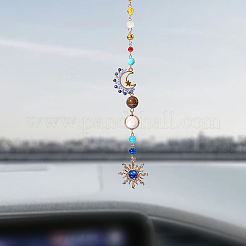 2 pendentif décoratif en verre et coquillage&nbsp;HJEW-SC0002-68