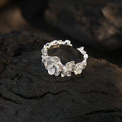 Verstellbare Manschettenringe aus Sterlingsilber mit Blume 925 für Damen&nbsp;FS-WG85A8F-01