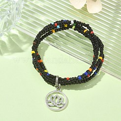 Braccialetti di ordito multi-anello con perline di semi di vetro&nbsp;BJEW-TA00339-02