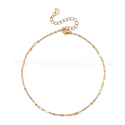 Fußkettchen aus emailliertem Edelstahl 304 mit geriffelter Kette und Satellitenkette für Damen&nbsp;AJEW-AN00808