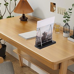 Schallplattenständer aus Holz mit Schlitzen und Edelstahlhalterung&nbsp;ODIS-WH0043-344B