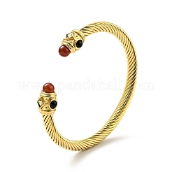 Bracelet manchette ouvert en acier inoxydable 304 en forme de corde torsadée&nbsp;BJEW-D449-02G-02
