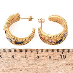 Boucles d'oreilles puces en acier inoxydable 304 serties de zirconiums cubiques pavés&nbsp;EJEW-D367-03G