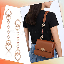 Catene estensibili per borse a forma di cuore con micro pavé di strass in lega&nbsp;HJEW-YW00118-01