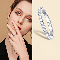 Anillos de dedo de moissanita de plata esterlina chapados en rodio para mujer&nbsp;WG76D6D-06