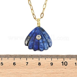 Collier pendentif en forme de coquillage sculpté dans une pierre naturelle mélangée&nbsp;NJEW-JN06586