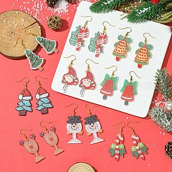 4 paire de boucles d'oreilles pendantes en laiton de Noël pour femmes&nbsp;EJEW-FS00055