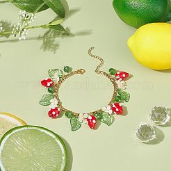 Armband aus künstlichen Perlen aus Kunststoff mit Blume&nbsp;BJEW-TA00181