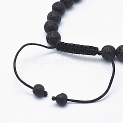 Verstellbare geflochtene Perlenarmbänder aus natürlichem Lavastein&nbsp;X-BJEW-F276-G05